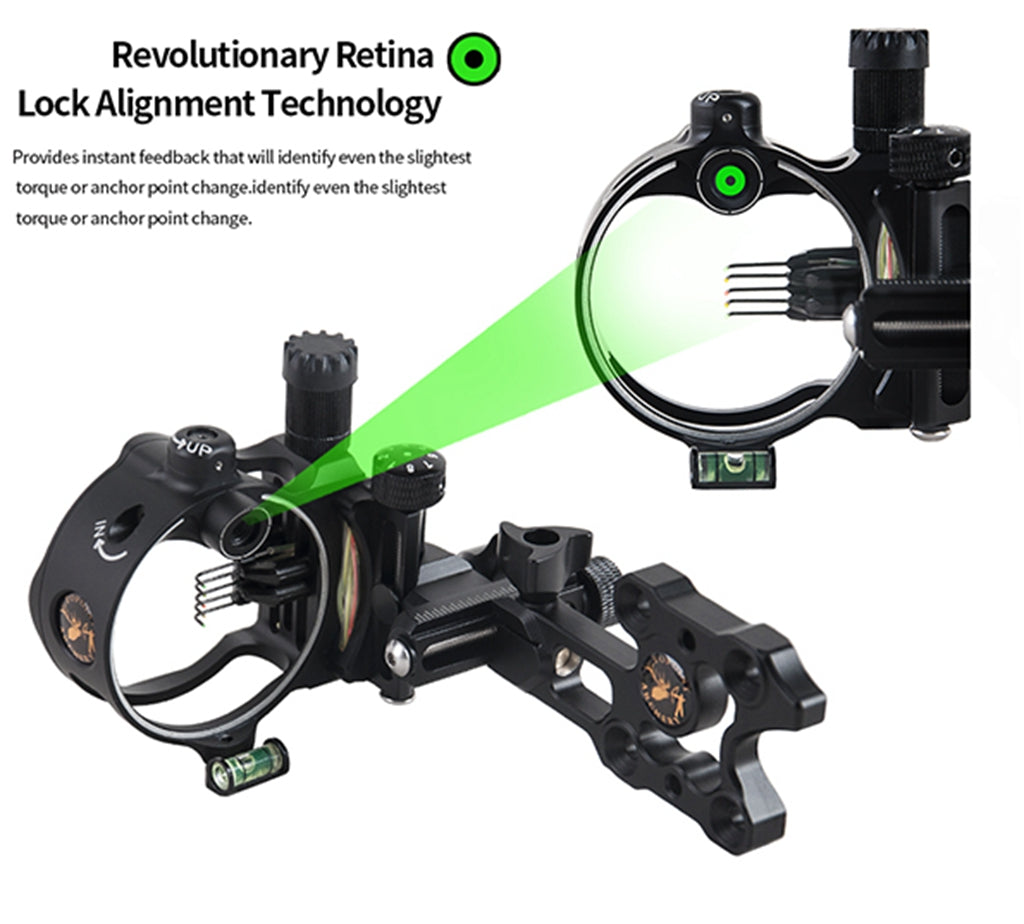 ARCHQUICK Micro Adjustable Bow Sight 5 pin Retina Lock alignment Tech S/L BAR