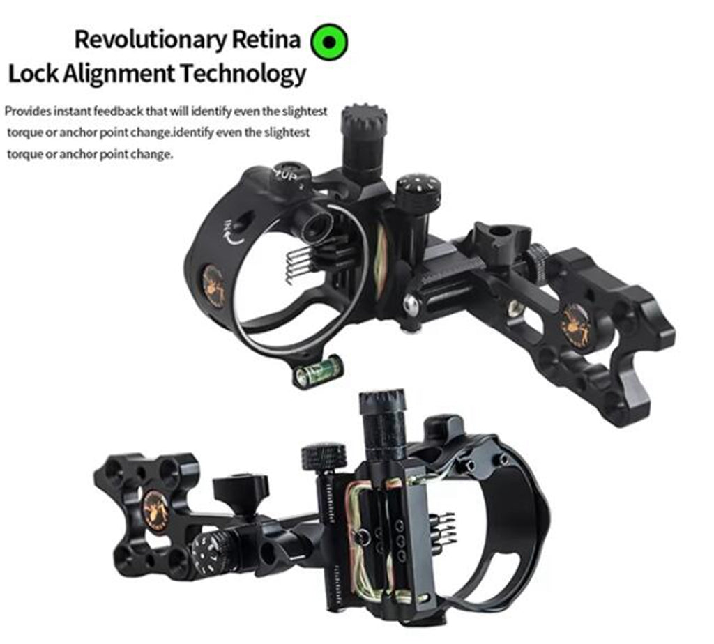 ARCHQUICK Micro Adjustable Bow Sight 5 pin Retina Lock alignment Tech S/L BAR