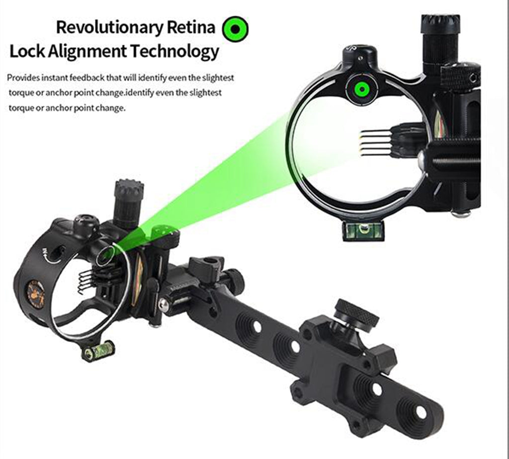 ARCHQUICK Micro Adjustable Bow Sight 5 pin Retina Lock alignment Tech S/L BAR