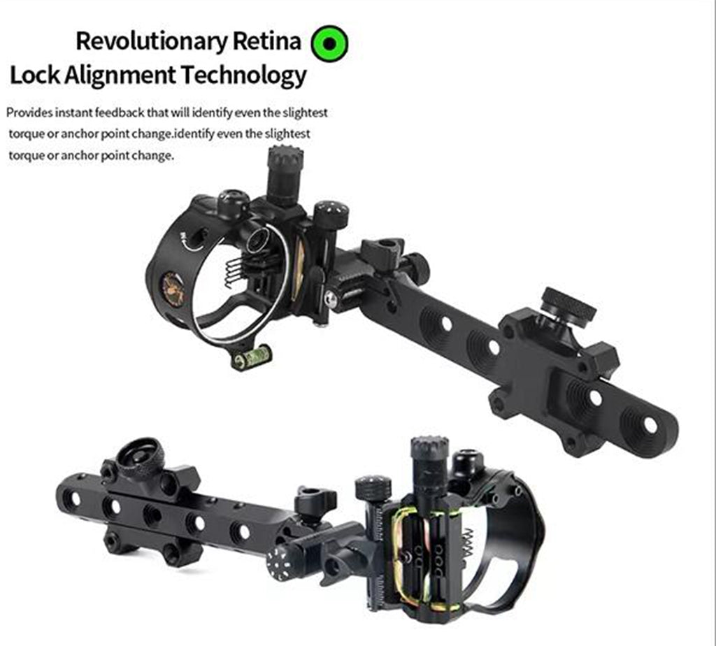 ARCHQUICK Micro Adjustable Bow Sight 5 pin Retina Lock alignment Tech S/L BAR