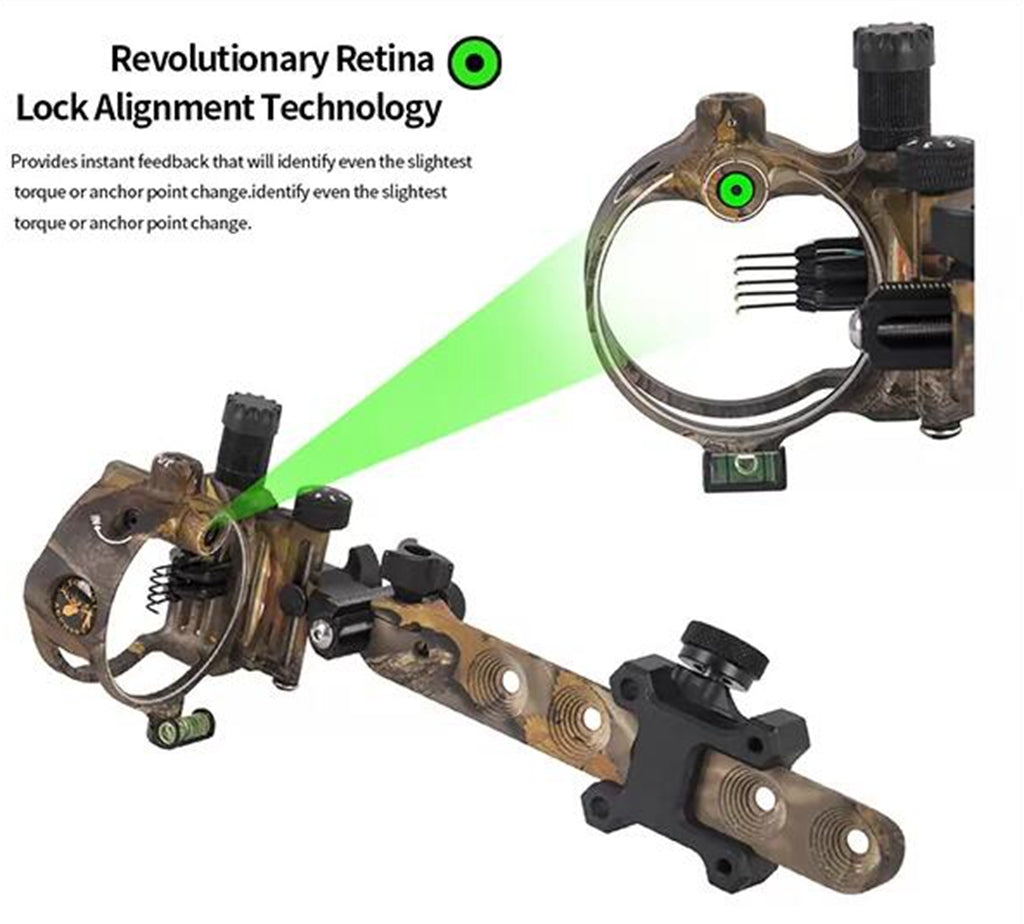 ARCHQUICK Micro Adjustable Bow Sight 5 pin Retina Lock alignment Tech S/L BAR