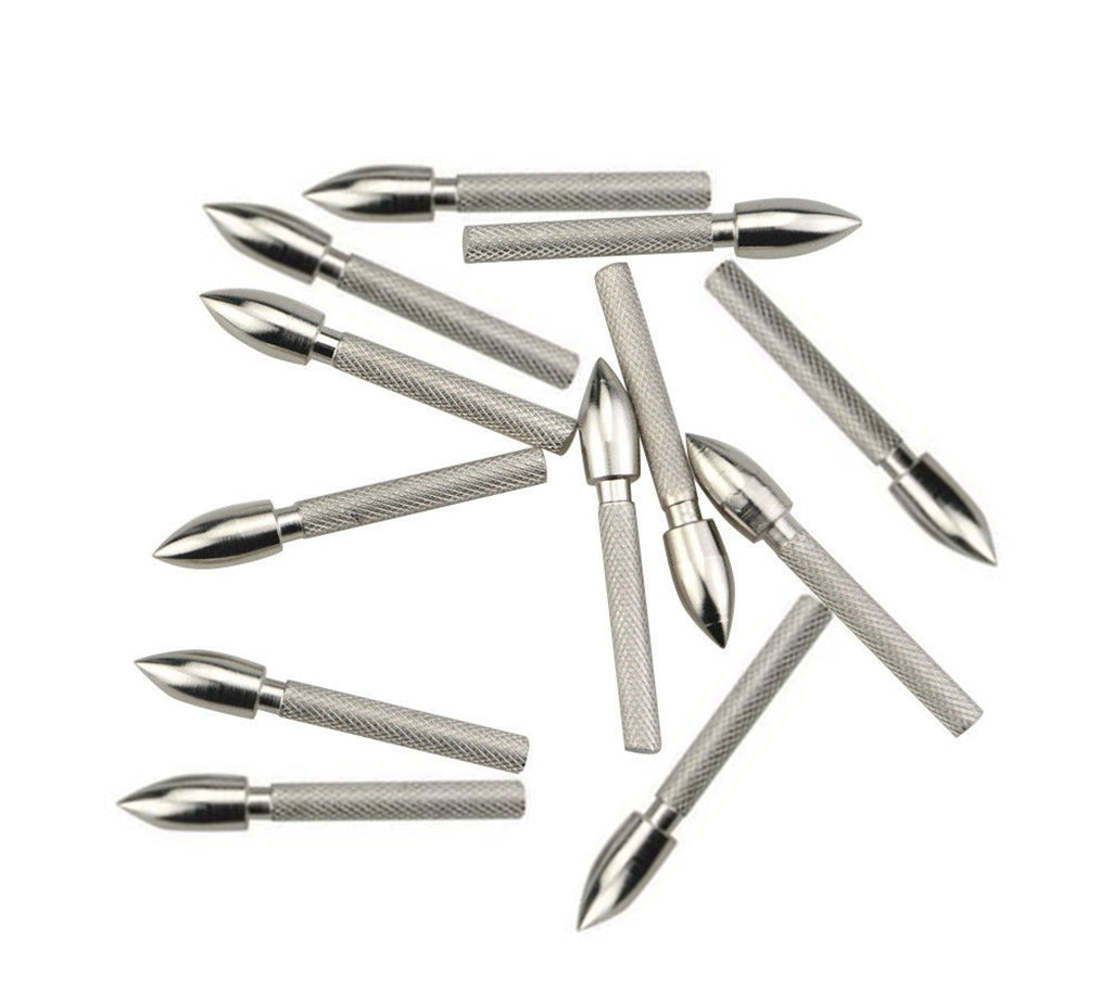 12x Archery Arrow Heads Tips Glue in Field Points for Shafts ID 4.2mm OD 6mm