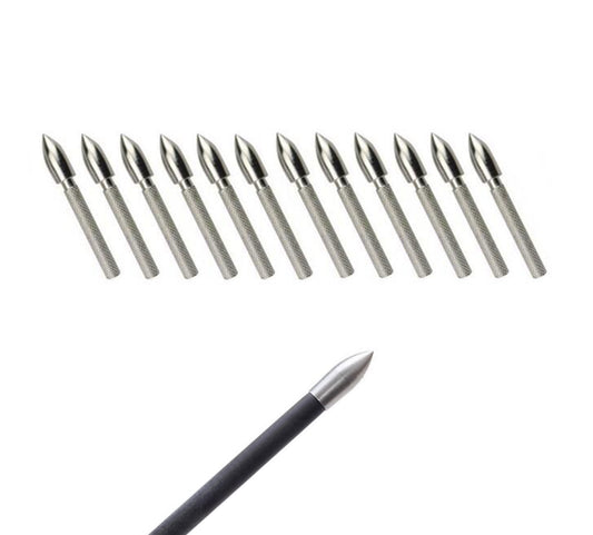 12x Archery Arrow Heads Tips Glue in Field Points for Shafts ID 4.2mm OD 6mm