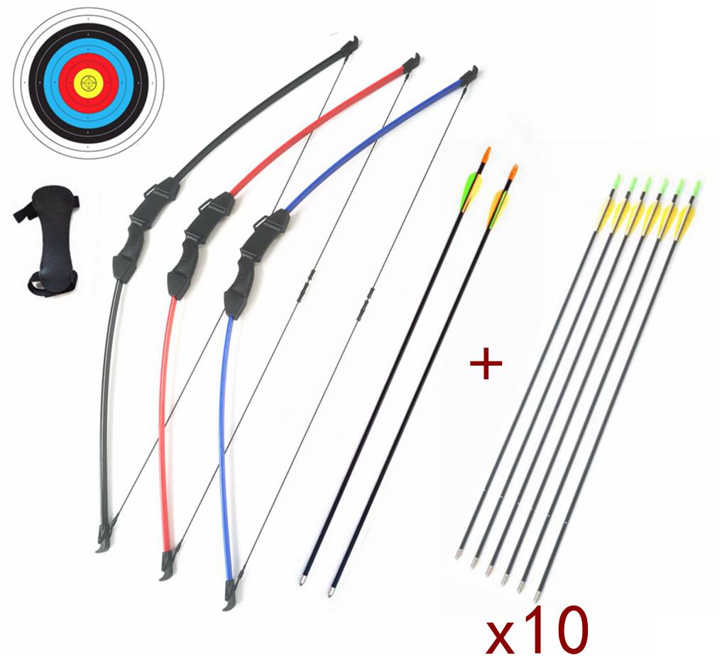 NEW 15 LBS Junior Kids Long Bow 3 Colour ARCHERY HUNTING AND TARGET Practice SET