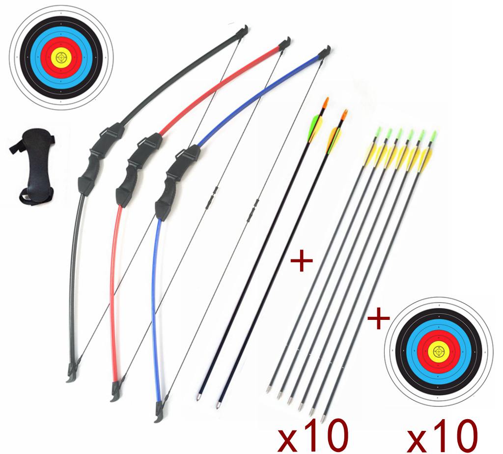 NEW 15 LBS Junior Kids Long Bow 3 Colour ARCHERY HUNTING AND TARGET Practice SET