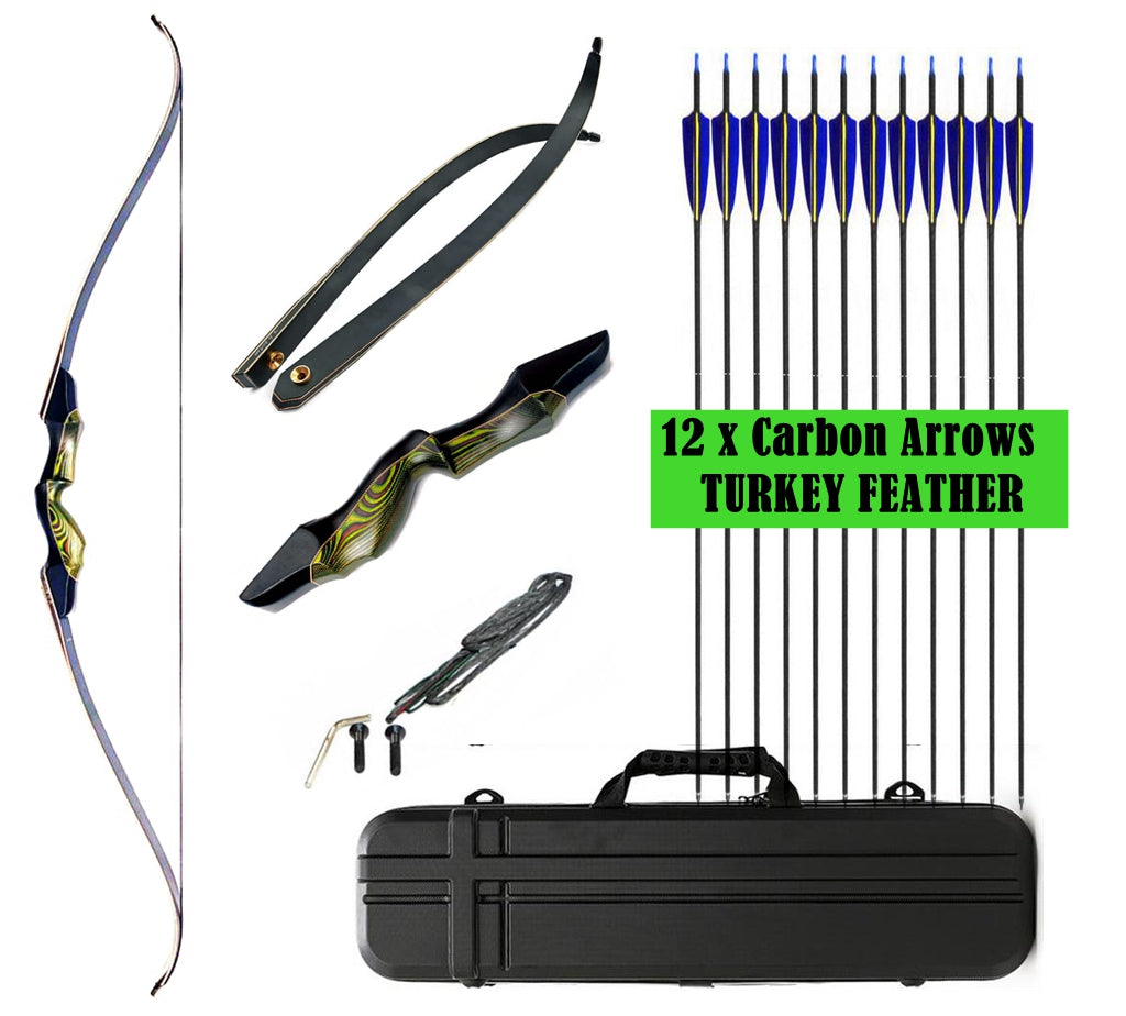 Archery BHunter 60″ GREEN GT D62 Take Down Recurve Bow – RH Kit