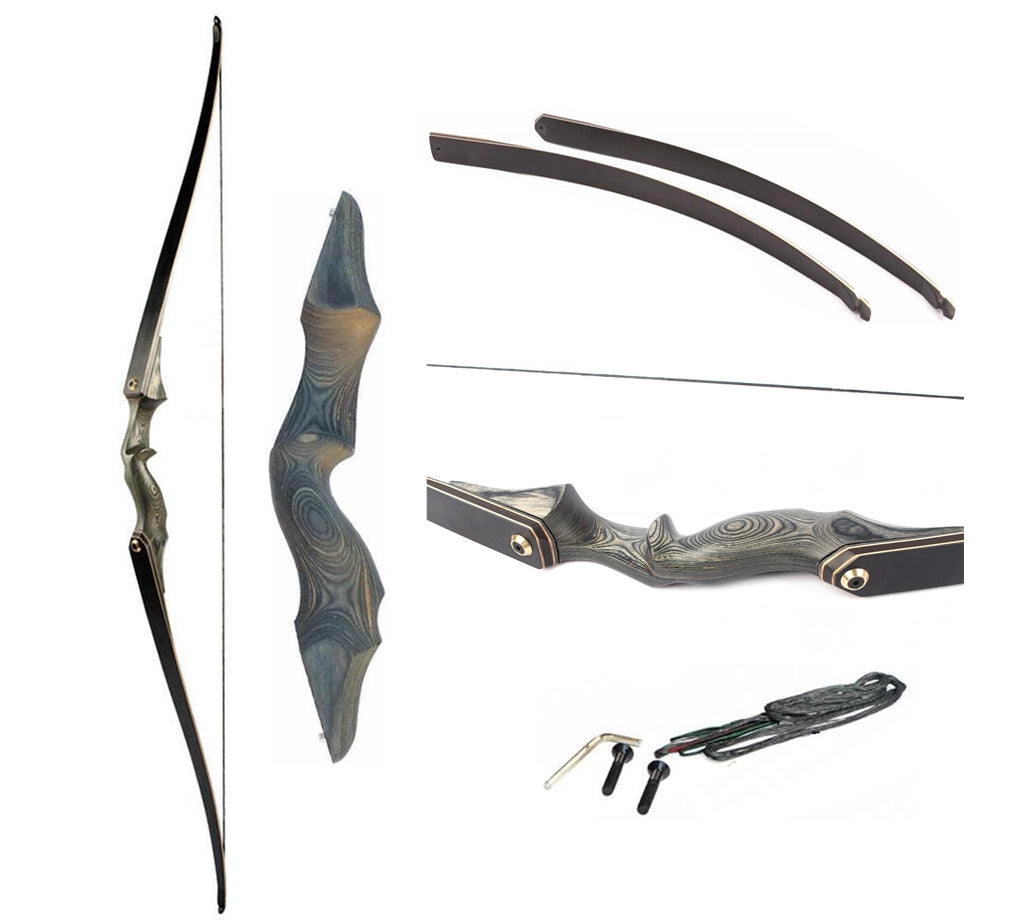 Junxing Black Hunter 60" Takedown Recurve Bow Longbow Limbs RH/LH  Hard Case