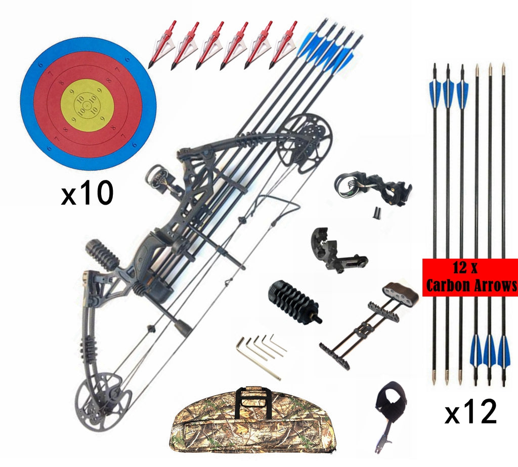 Compound Bow & arrows Pro kit 20-60lbs Archery Bow Hunting Target Shooting