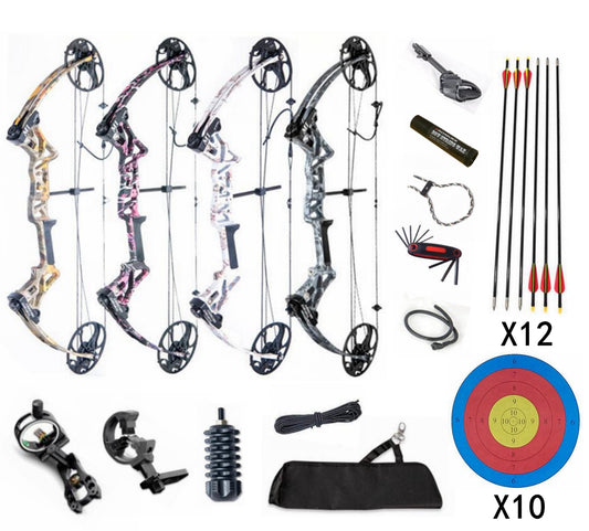 NEW Topoint ARCHERY M1 15-70LB COMPOUND BOW & ARROW Kit HUNTING TARGET