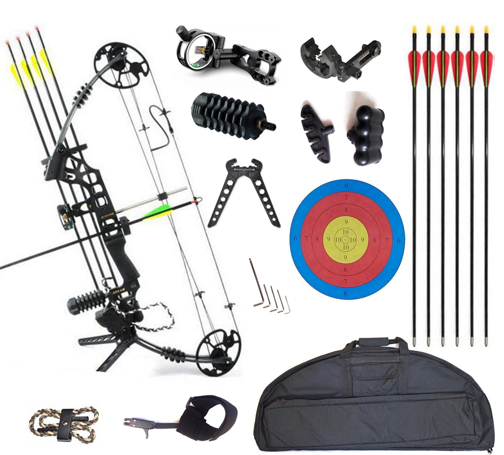 JUNXING M120 20-70LBS Compound Bow & Arrow Kits Archery Hunting and Target RH/LH