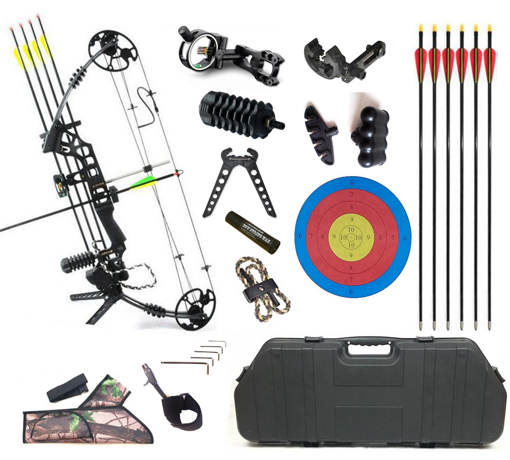 JUNXING M120 20-70LBS Compound Bow & Arrow Kits Archery Hunting and Target RH/LH