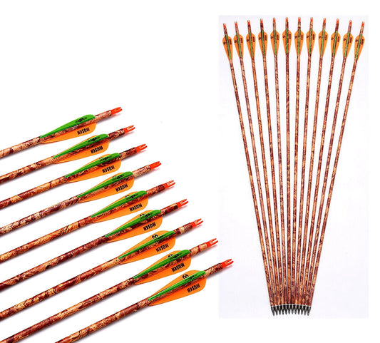 12 X CARBON CAMO ARROWS FOR COMPOUND OR RECURVE BOW TARGET ARCHERY NEW