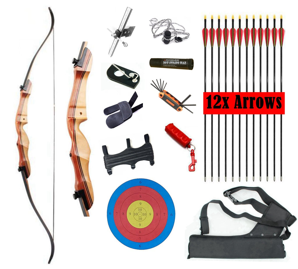 ARCHQUICK Wooden Take down Recurve Bow Set 48/54/62 inch 18-40lb Target shooting