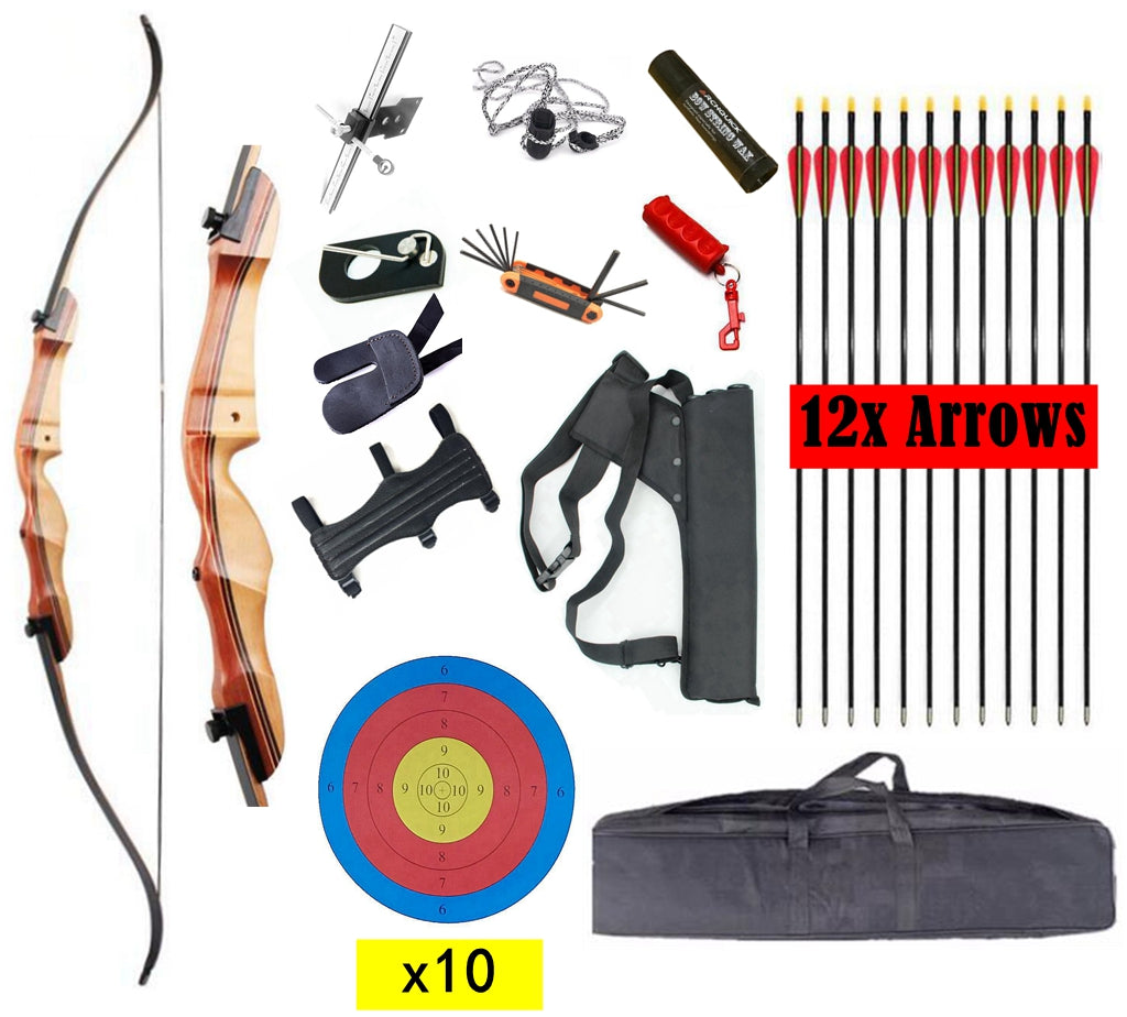 ARCHQUICK Wooden Take down Recurve Bow Set 48/54/62 inch 18-40lb Target shooting