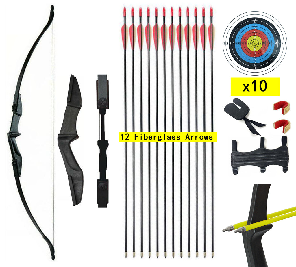 20/30/40lbs 57" Archery Hunting Takedown Recurve Bow RH/LH for Target Practice