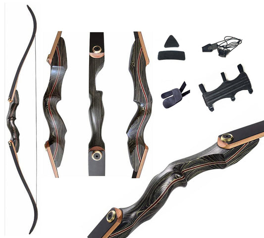 Deerseeker Archery Wooden Takedown Recurve Hunting Bow set 60 inch 30-60lb RH