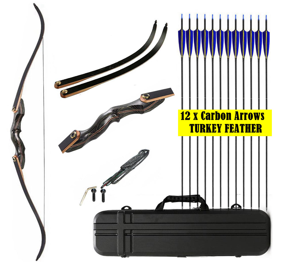 Deerseeker Archery Wooden Takedown Recurve Hunting Bow set 60 inch 30-60lb RH