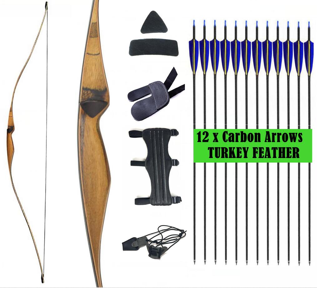 ARCHQUICK Traditional Hunting Long bow 54" RH ONE PIECE Bow / Arrows set