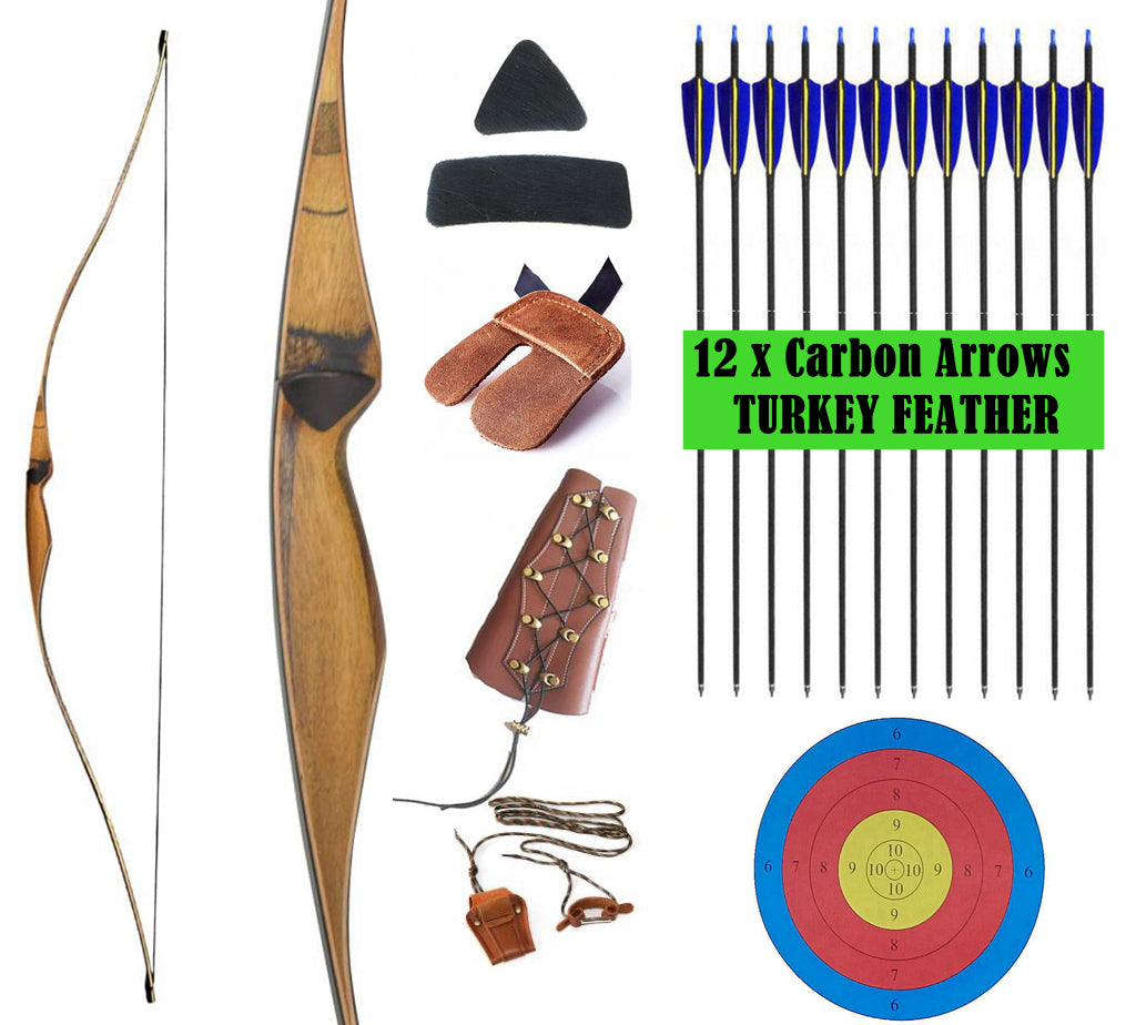 ARCHQUICK Traditional Hunting Long bow 54" RH ONE PIECE Bow / Arrows set