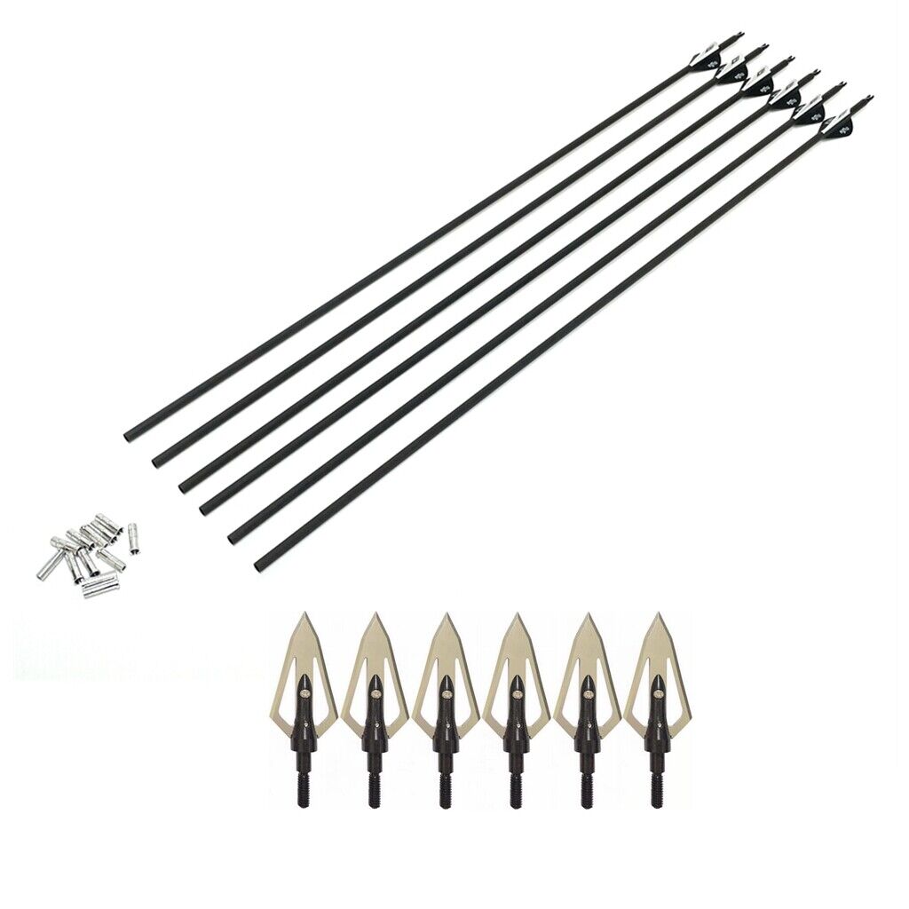 Archery PURE CARBON ARROWS DIY Shafts Spine 340 Broadheads Inserts Package