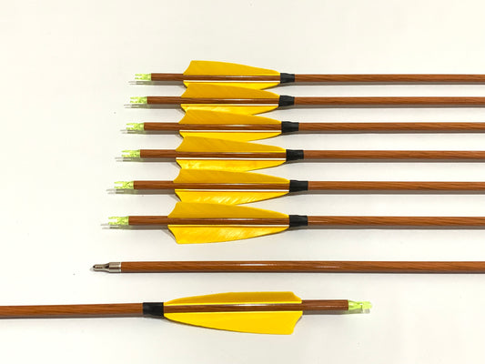 12x 31.5" Carbon Arrows 4" Turkey Feather Compound Recurve Bow Hunting Yellow