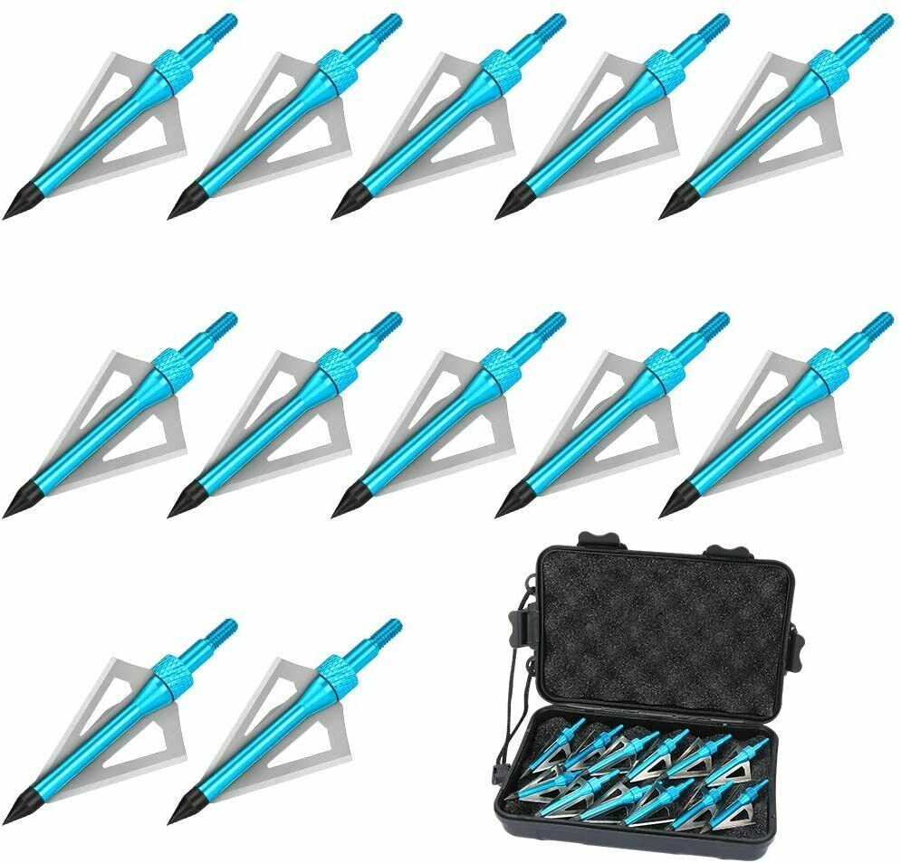 12X ARCHERY BOW HUNTING TIPS 100g 3 BLADE BROADHEADS SCREW ON ARROWHEADS FISHING