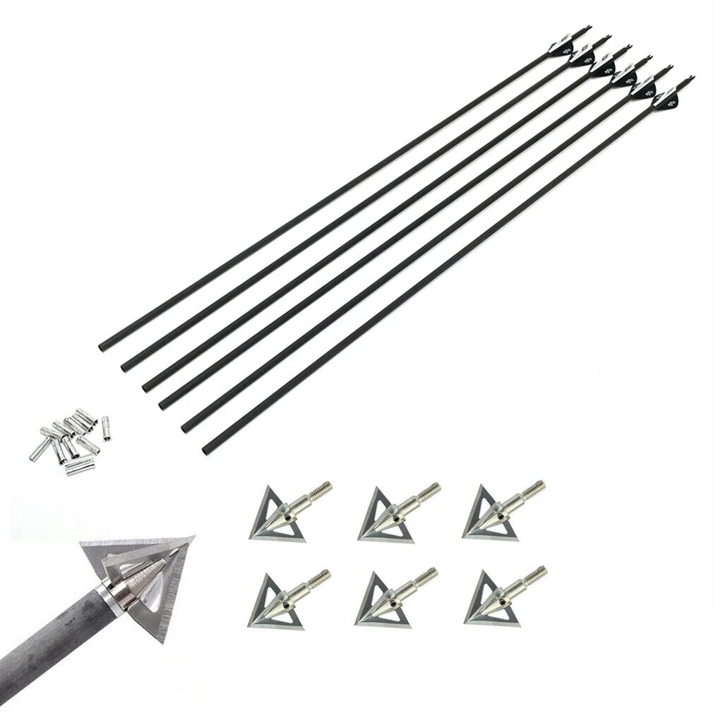 Archery PURE CARBON ARROWS DIY Shafts Spine 340 Broadheads Inserts Package